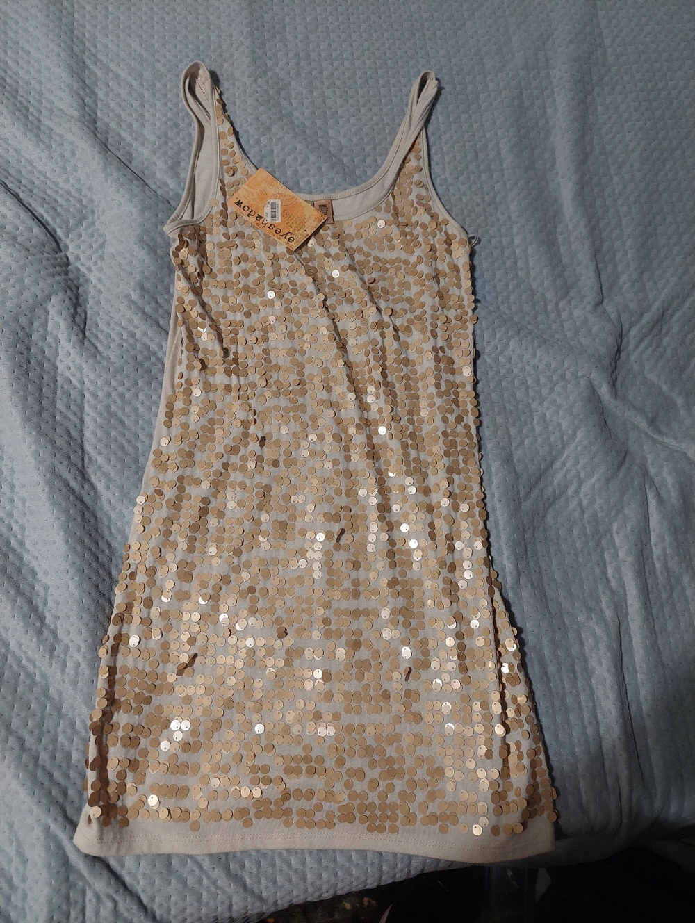 Eyeshadow Sequin Bandeau Topdress in Champagne Beige